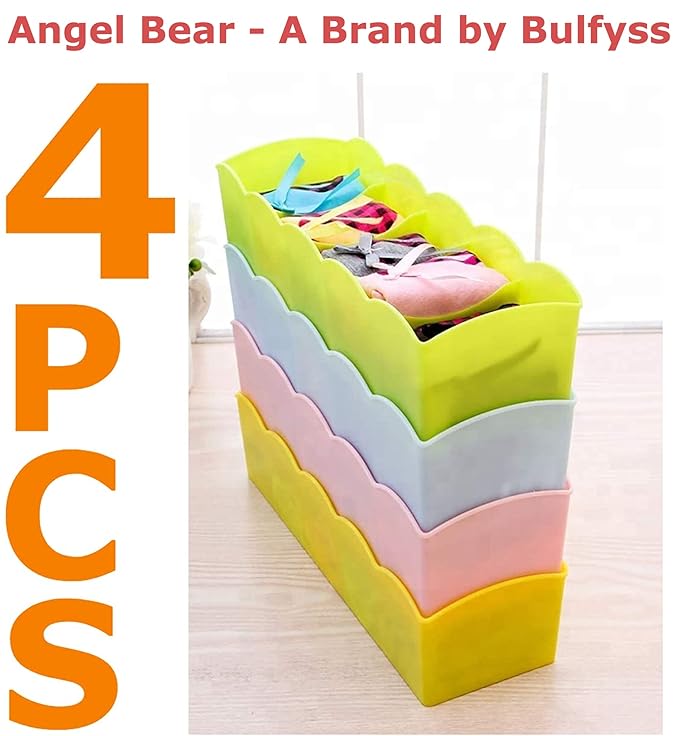 Socks Undergarment Storage Drawer Organiser Set of 4 (Color May Vary)