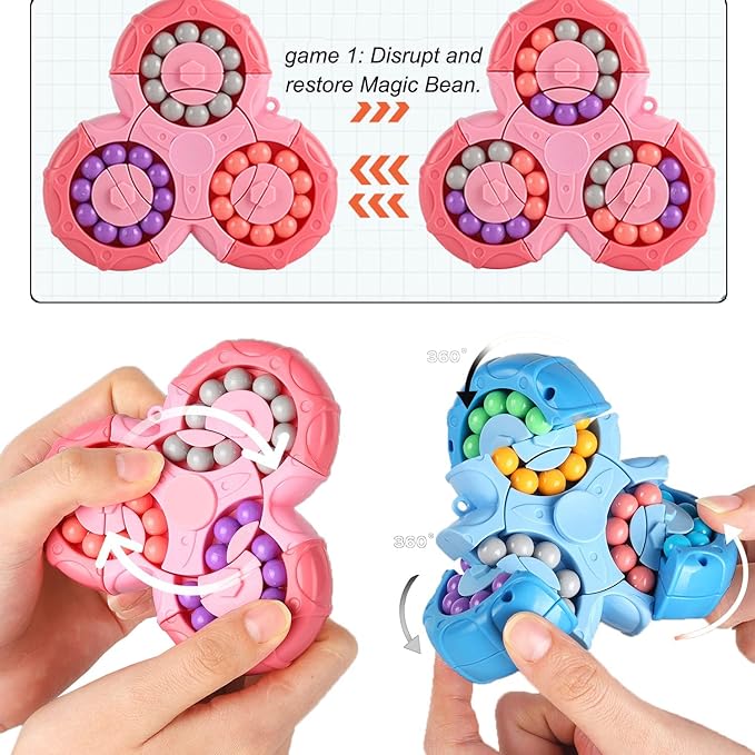 Magic Bean Brain Teaser Finger Spinner Toy Hand Spinner Stress Anxiety Relief