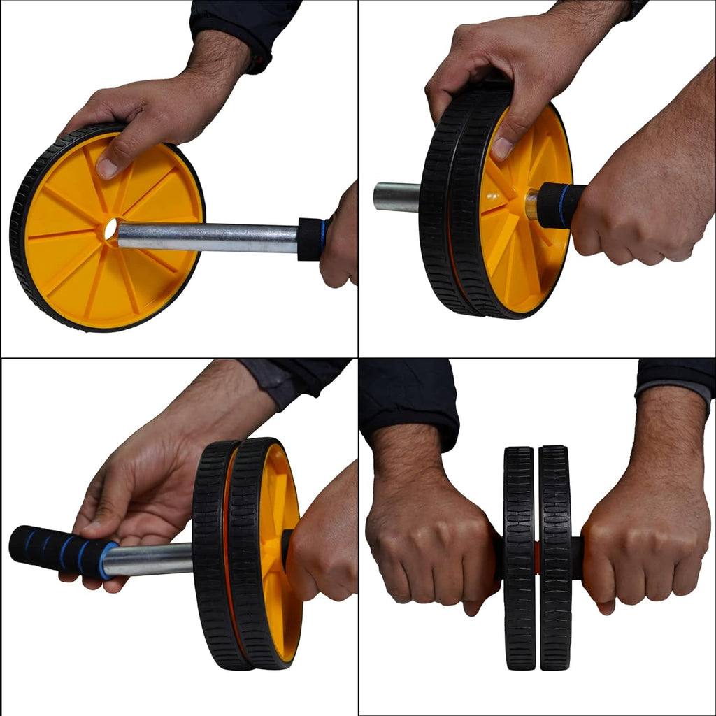 Premium Abs Roller for Men & Women Abs Workout Equipment for Abdominal Ab Roller Home Exercise Equipment with Knee Mat -(Yellow & Black)