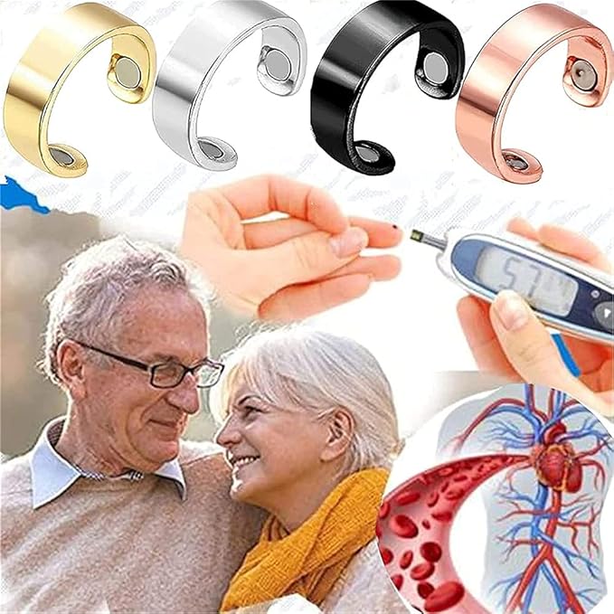 Blood Sugar Control Ring, Magnetic Therapy Ring, Copper Magnet Rings Opening Adjustable, Magnetic Therapy Copper Energy Adjustable Ring, Therapeutic Magnetic Rings with Strong Magnets (3PCS)