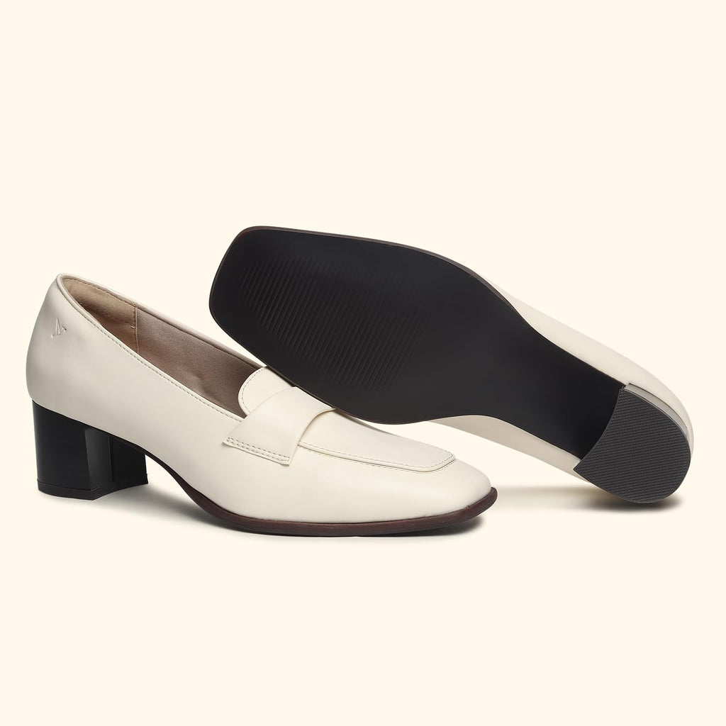 YOHO Bliss Heel 001 Slip-on Loafers for Women | Comfortable & Stylish Block Heeled | Fashion Moccasins with Footpharma Footbed | Perfect for Casual, Formal Shoe