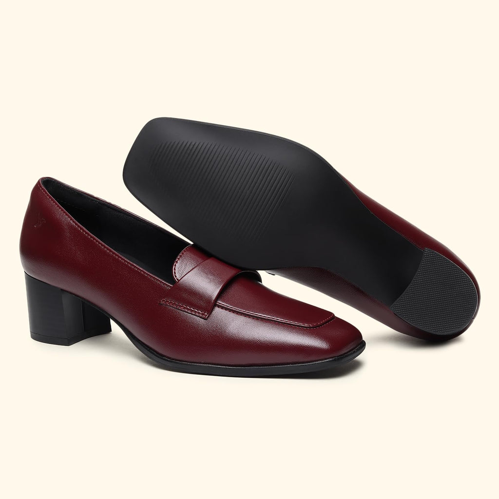 YOHO Bliss Heel 001 Slip-on Loafers for Women | Comfortable & Stylish Block Heeled | Fashion Moccasins with Footpharma Footbed | Perfect for Casual, Formal Shoe