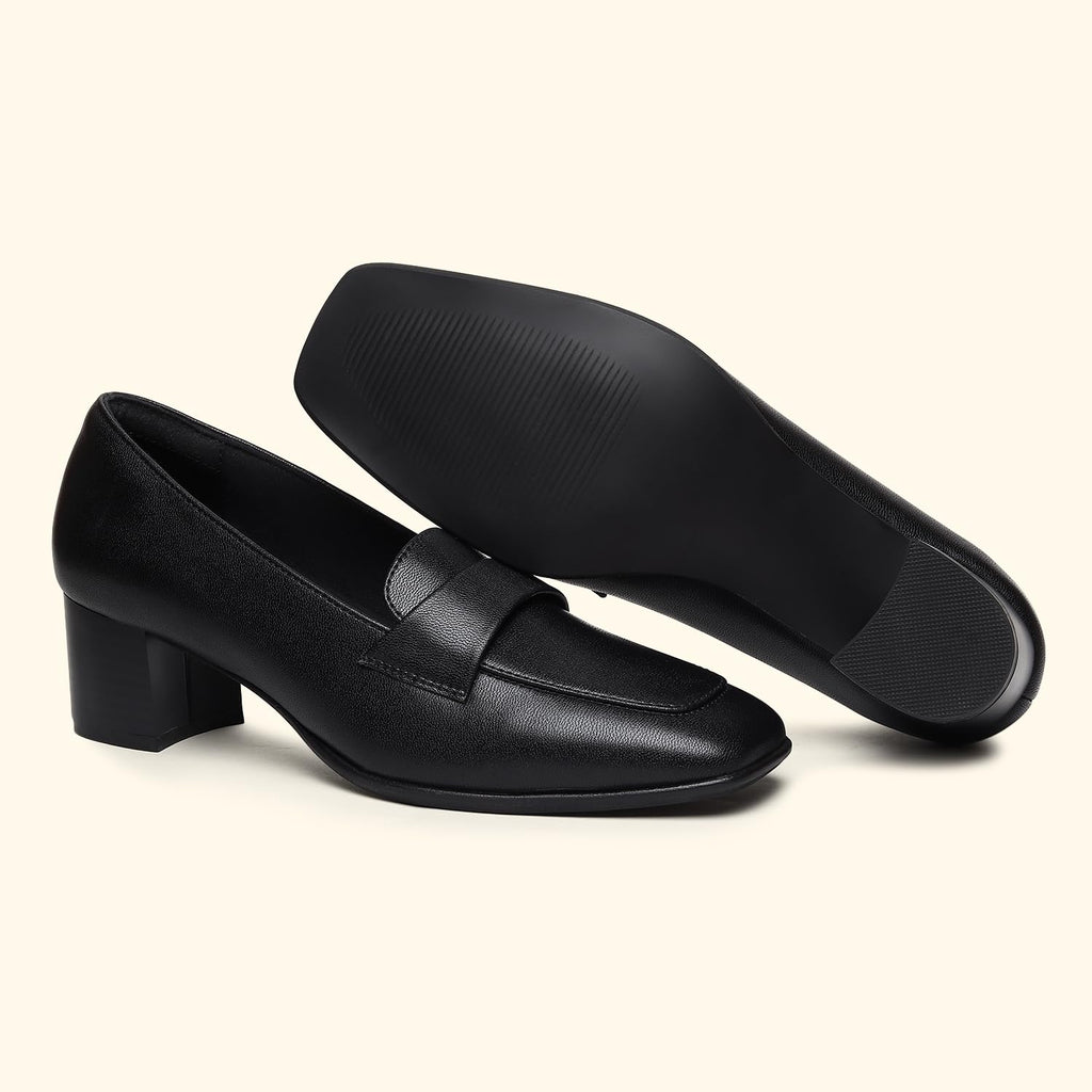 YOHO Bliss Heel 001 Slip-on Loafers for Women | Comfortable & Stylish Block Heeled | Fashion Moccasins with Footpharma Footbed | Perfect for Casual, Formal Shoe
