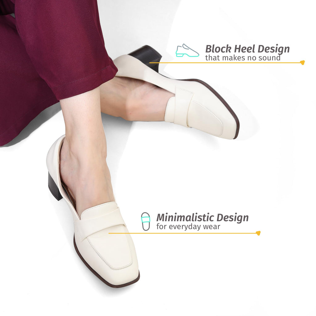 YOHO Bliss Heel 001 Slip-on Loafers for Women | Comfortable & Stylish Block Heeled | Fashion Moccasins with Footpharma Footbed | Perfect for Casual, Formal Shoe