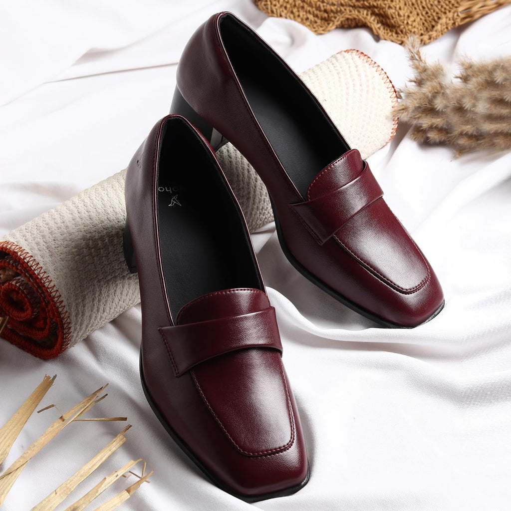YOHO Bliss Heel 001 Slip-on Loafers for Women | Comfortable & Stylish Block Heeled | Fashion Moccasins with Footpharma Footbed | Perfect for Casual, Formal Shoe