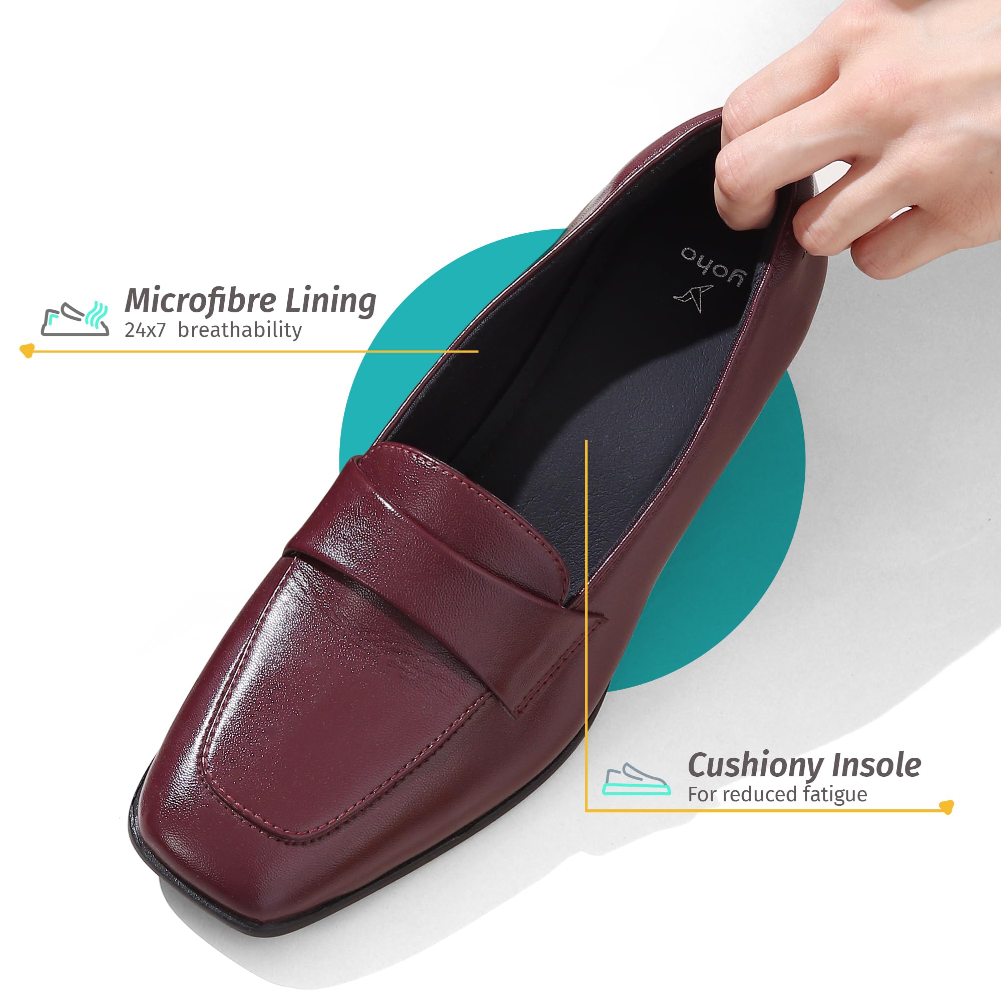 YOHO Bliss Heel 001 Slip-on Loafers for Women | Comfortable & Stylish Block Heeled | Fashion Moccasins with Footpharma Footbed | Perfect for Casual, Formal Shoe