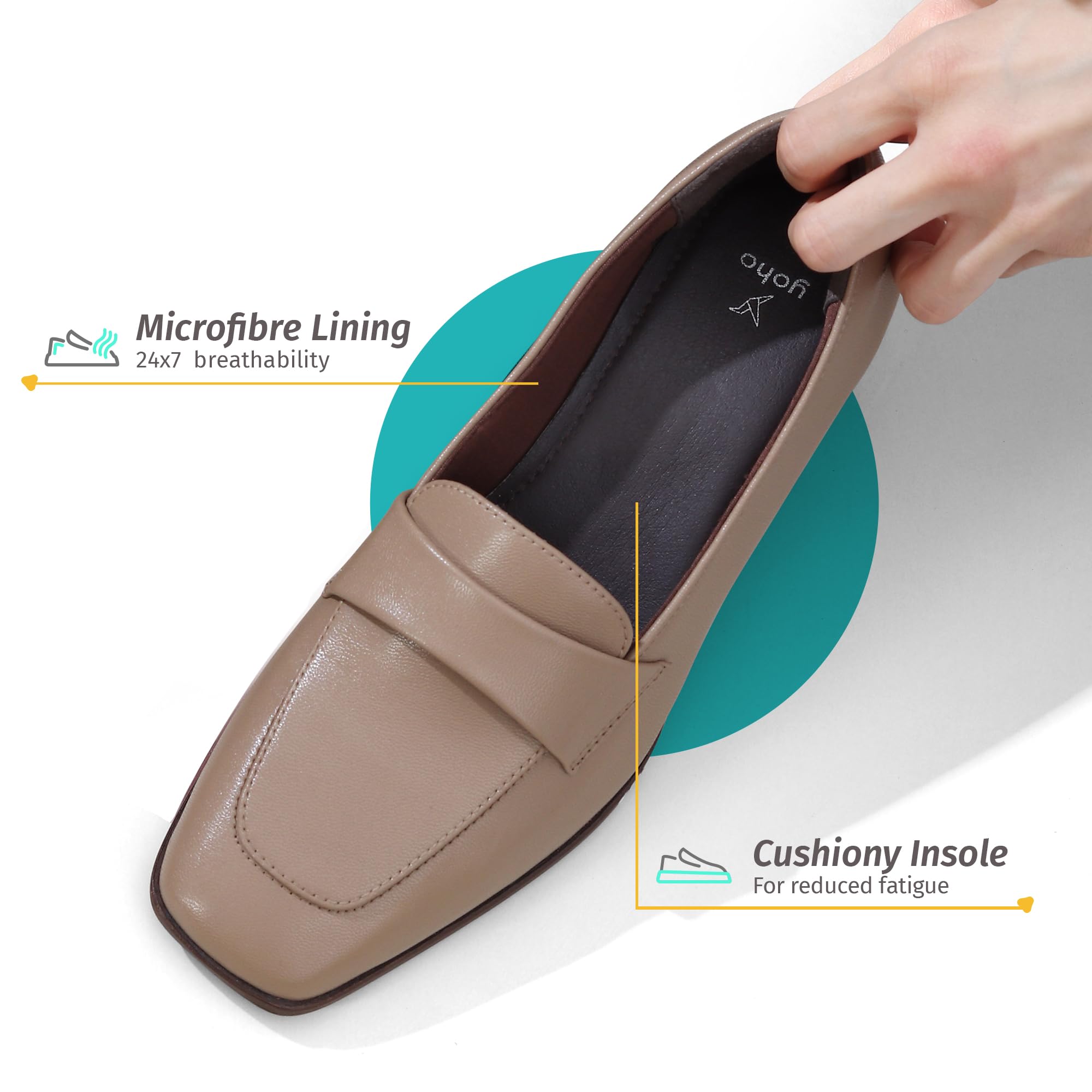 YOHO Bliss Heel 001 Slip-on Loafers for Women | Comfortable & Stylish Block Heeled | Fashion Moccasins with Footpharma Footbed | Perfect for Casual, Formal Shoe