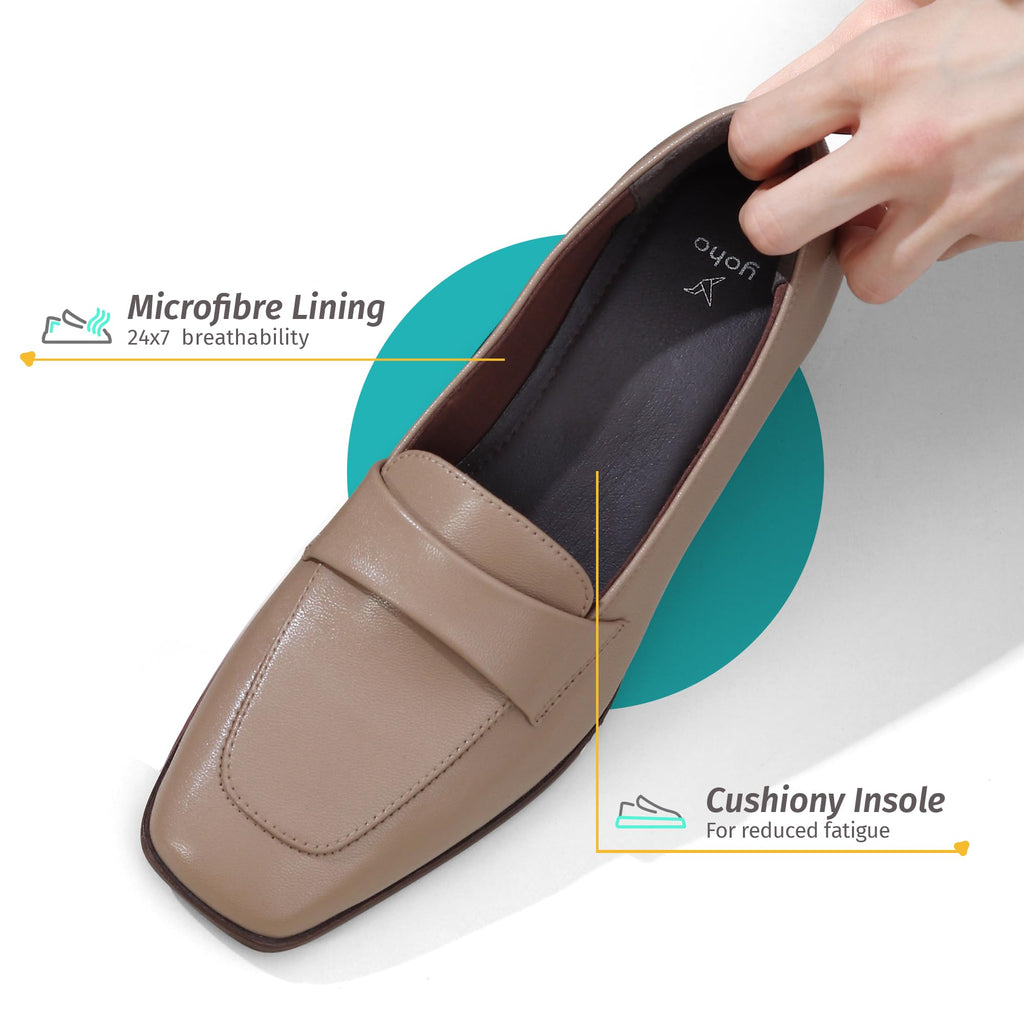 YOHO Bliss Heel 001 Slip-on Loafers for Women | Comfortable & Stylish Block Heeled | Fashion Moccasins with Footpharma Footbed | Perfect for Casual, Formal Shoe
