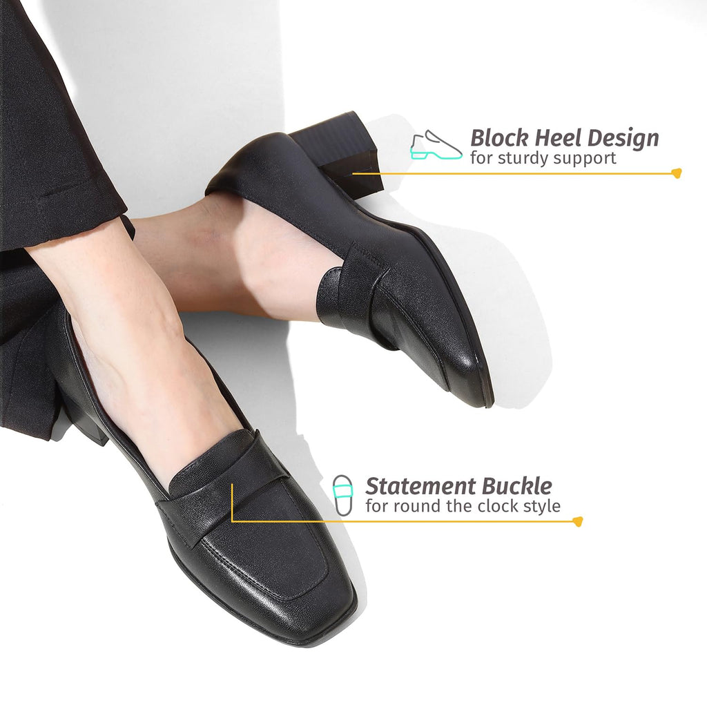 YOHO Bliss Heel 001 Slip-on Loafers for Women | Comfortable & Stylish Block Heeled | Fashion Moccasins with Footpharma Footbed | Perfect for Casual, Formal Shoe