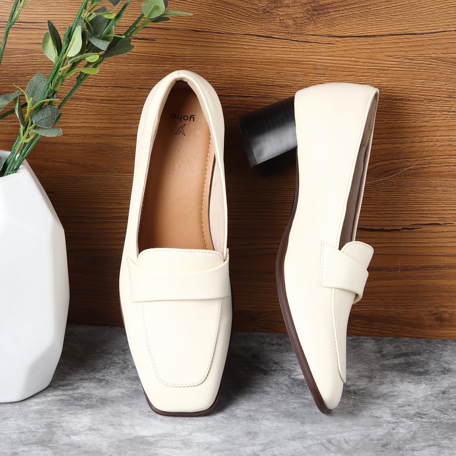 YOHO Bliss Heel 001 Slip-on Loafers for Women | Comfortable & Stylish Block Heeled | Fashion Moccasins with Footpharma Footbed | Perfect for Casual, Formal Shoe