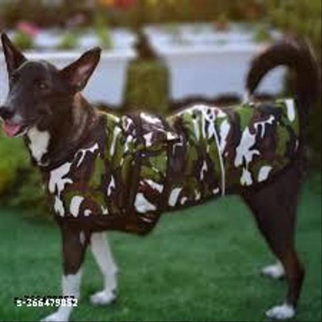 Fabric Winter Army Print Coat for Dog (Multicolor, 26 inches)